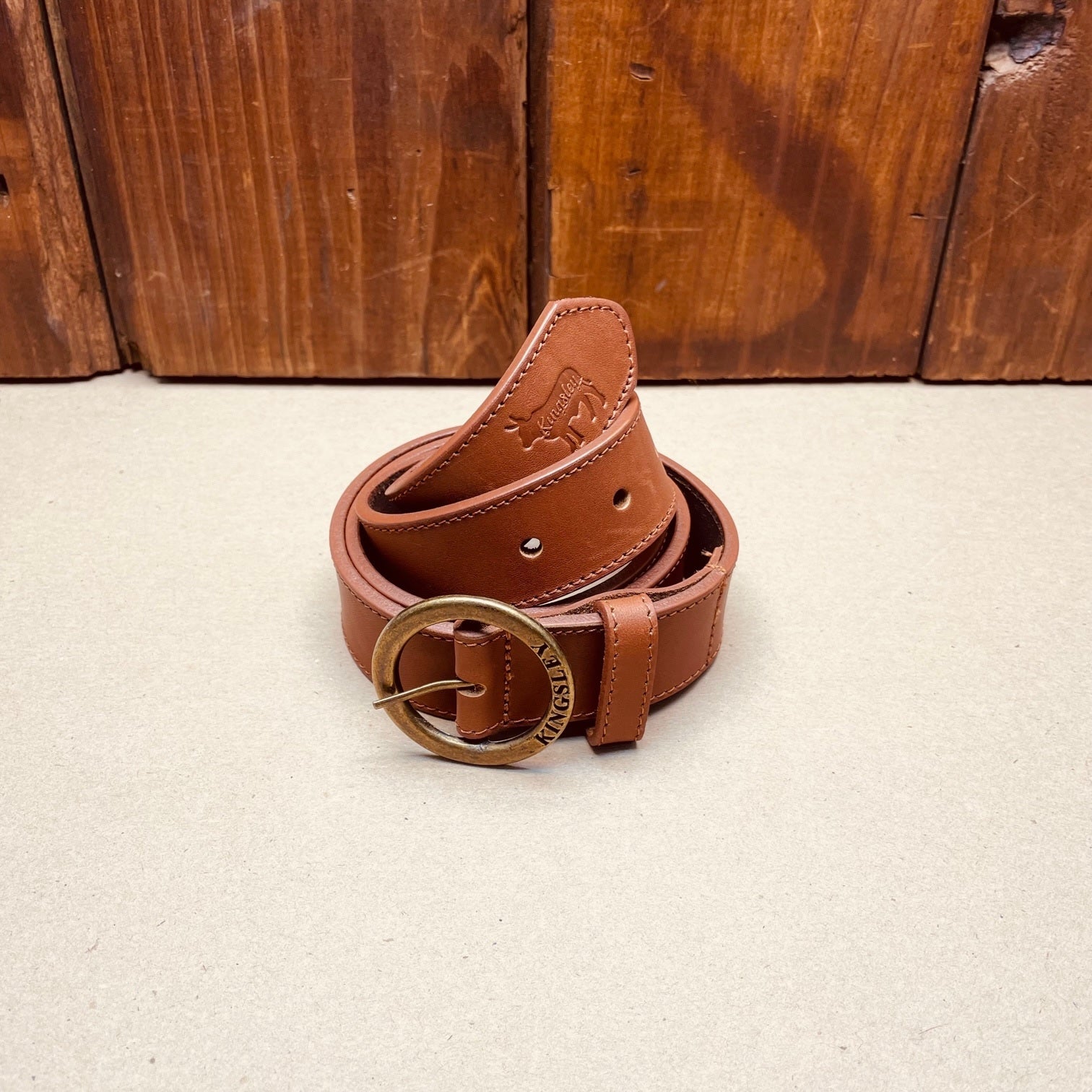 Kingsley Heath Border Embossed Belt Tan/Brass