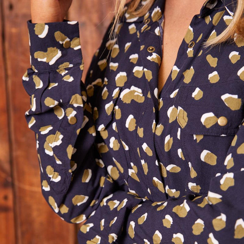 Feline Femme Shirt Dress Midnight