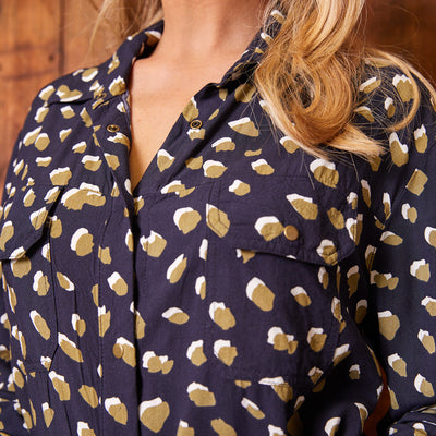 Feline Femme Shirt Dress Midnight