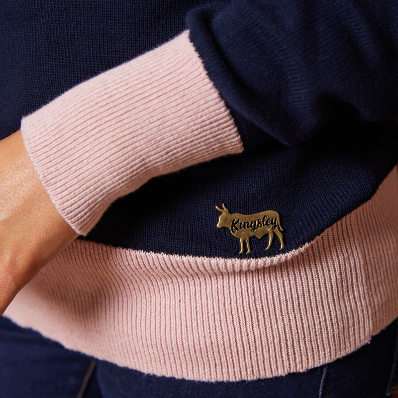 Colourblock Ribbed Crew Knit Midnight
