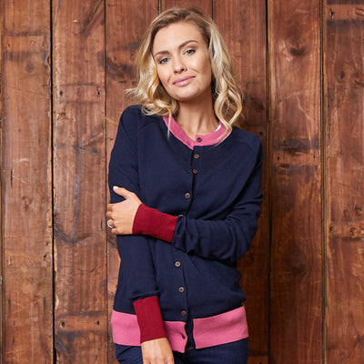 African Sky Colourblock Cardigan Midnight