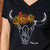 Floral Embroidered Skull V-Neck Tee Mamba