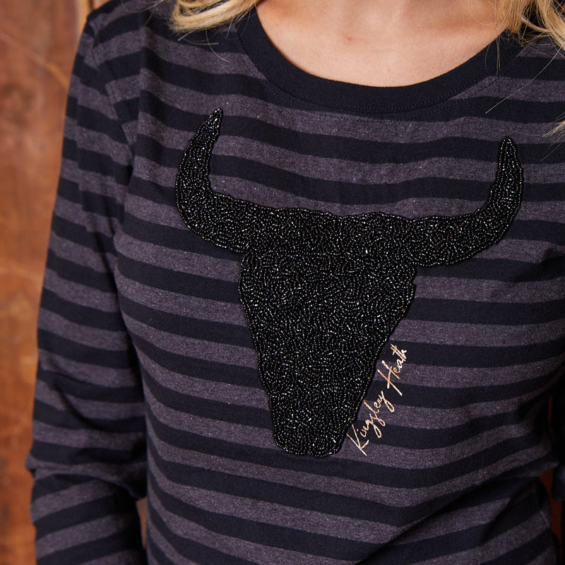 Embellished Skull Stripe Longsleeve Tee Mamba