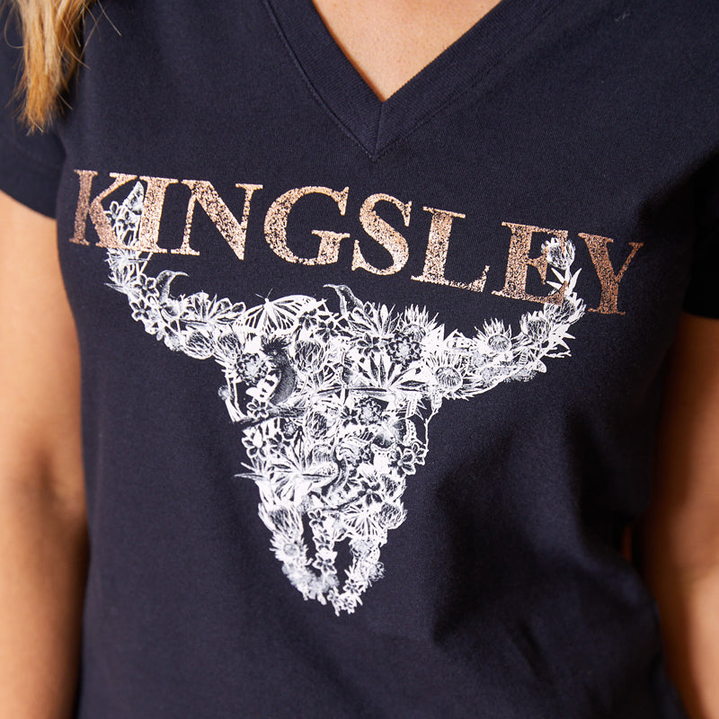 African Nature Skull V-Neck Tee Midnight