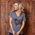 Grungey Flora Skull Shabby V-Neck Tee Jackal