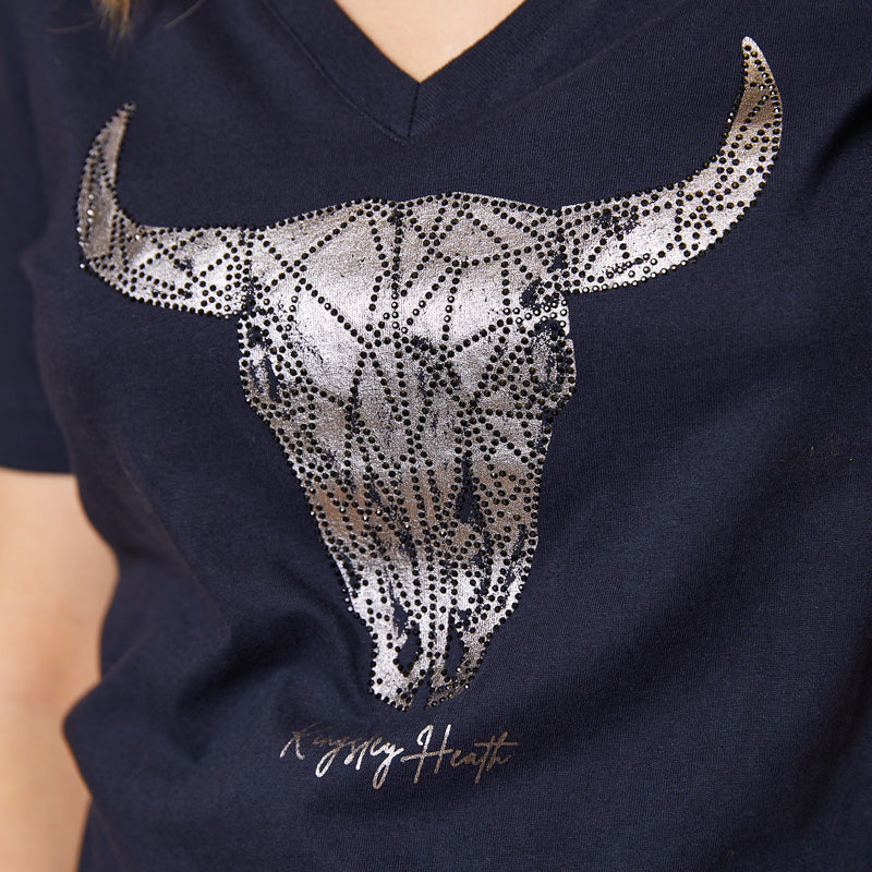 Geo Overlay Shabby V-Neck Tee Midnight