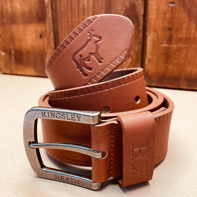 Kingsley Heath Border Embossed Belt Tan/Nickel