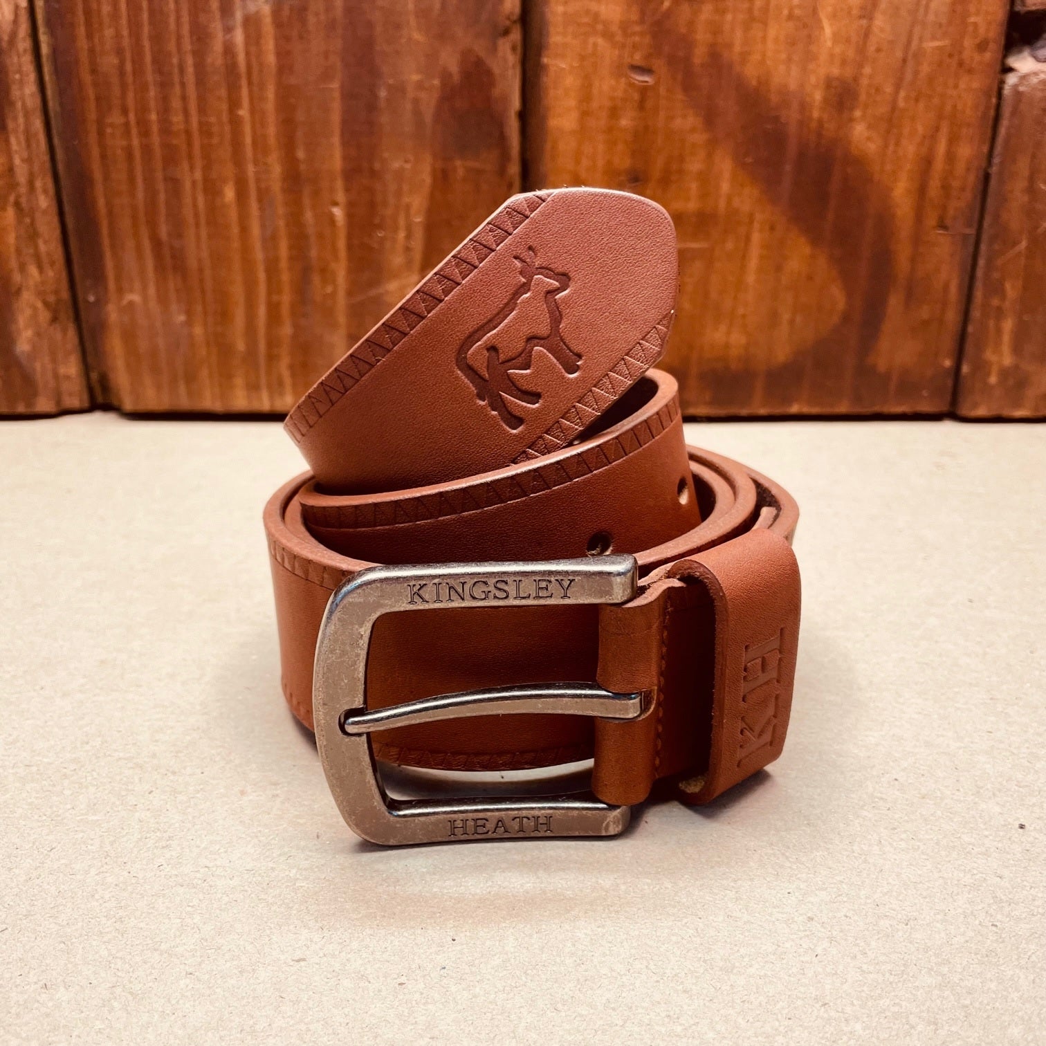 Kingsley Heath Border Embossed Belt Tan/Nickel