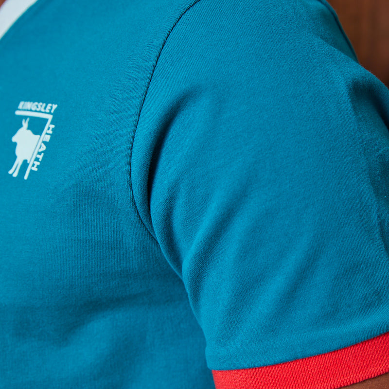 Contrast V-Neck SJ Polo Teal
