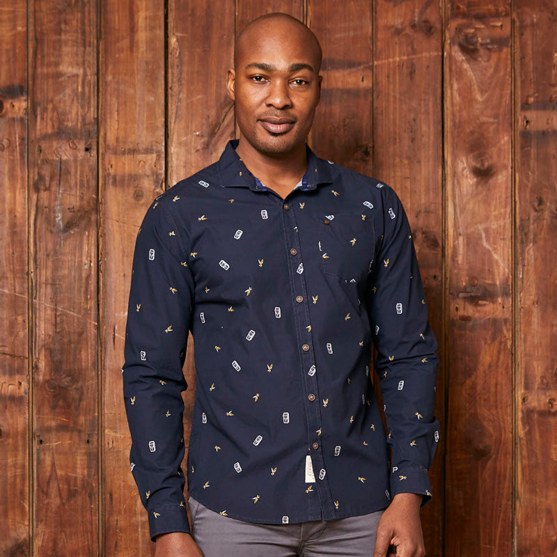 Kingsley Heath Sorghum For Africa Slim Fit Shirt Midnight