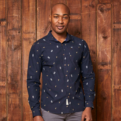 Kingsley Heath Sorghum For Africa Slim Fit Shirt Midnight