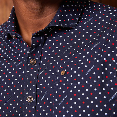 Kingsley Polka Dot Slim Fit Shirt Midnight