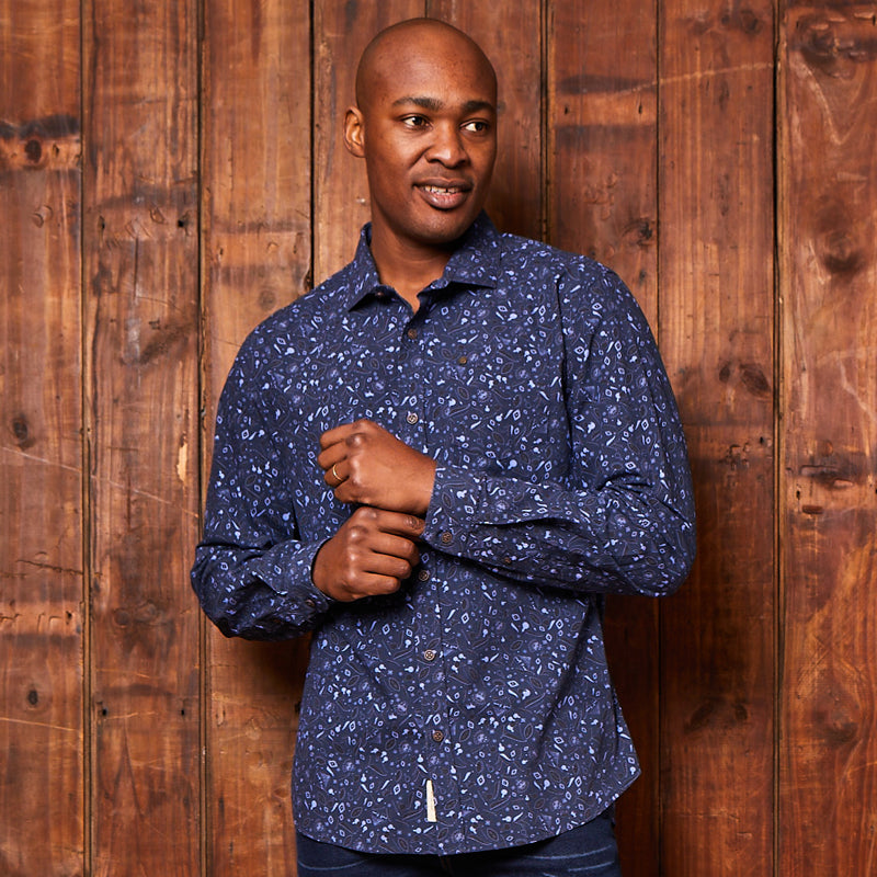 Ethnic Fusion Slim Fit Shirt Midnight