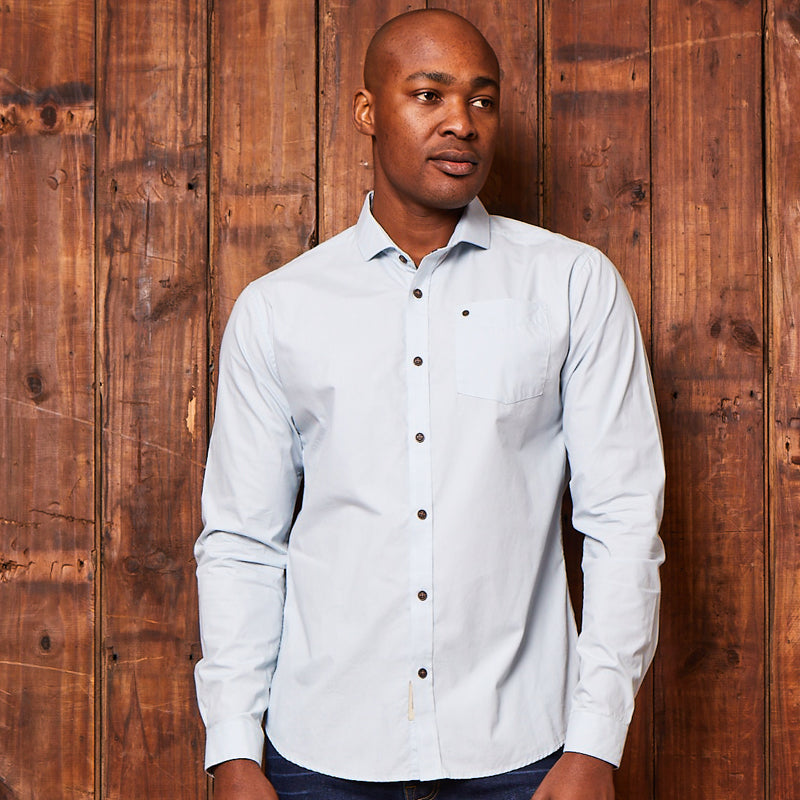 Kingsley Heath Classic Slim Fit Shirt Sky