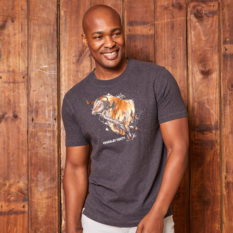 Charging Bull Luxe Crew Tee Gravel