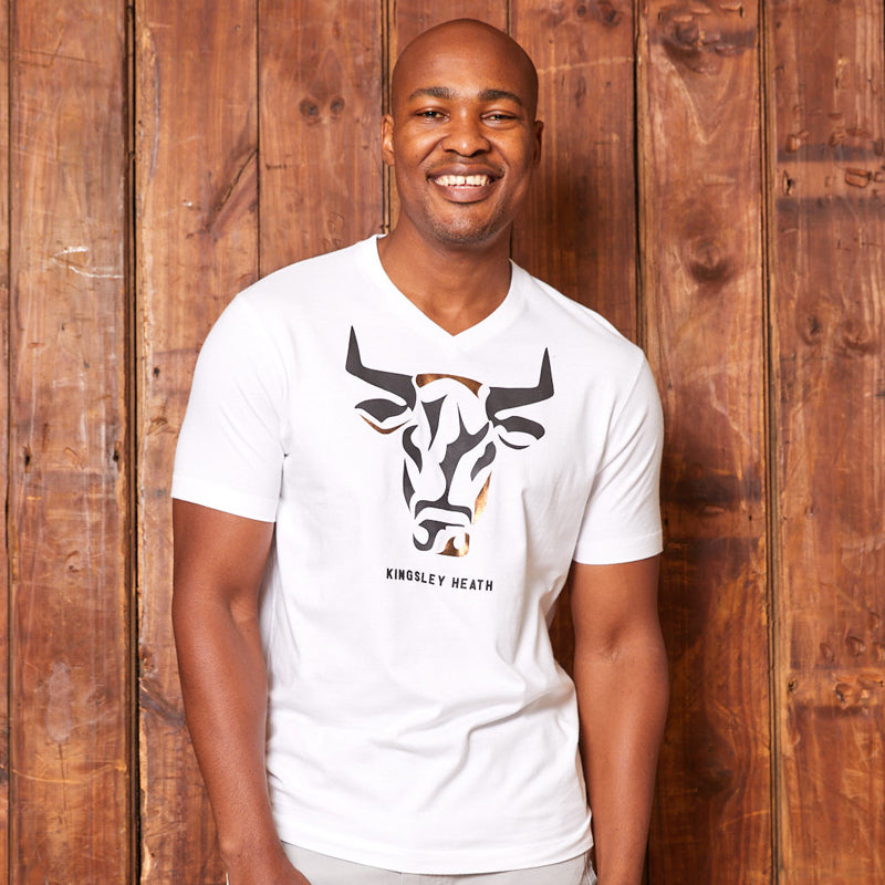 High-Square Foil Skull V-Neck Tee Pelican