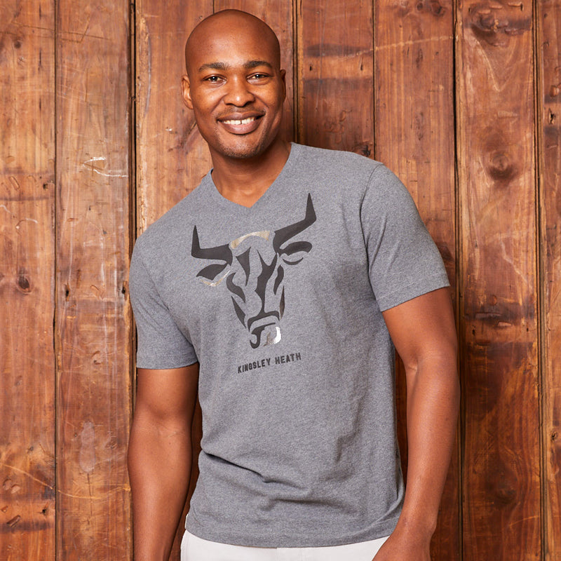 High-Square Foil Skull V-Neck Tee Jackal