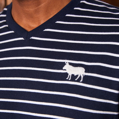 Classic Striped Kh V-Neck Tee Midnight