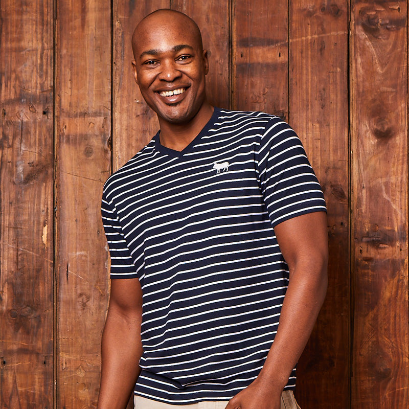 Classic Striped Kh V-Neck Tee Midnight