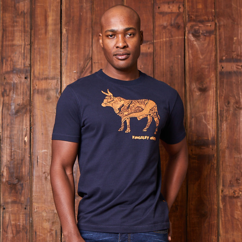 Afrika Doodle Nguni Crew Tee Midnight