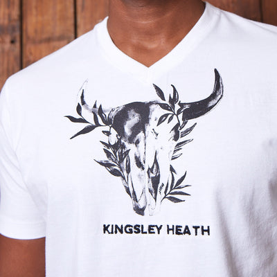 Flora Skull V-Neck Tee Pelican