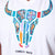 Basotho Applique Skull V-Neck Tee Pelican