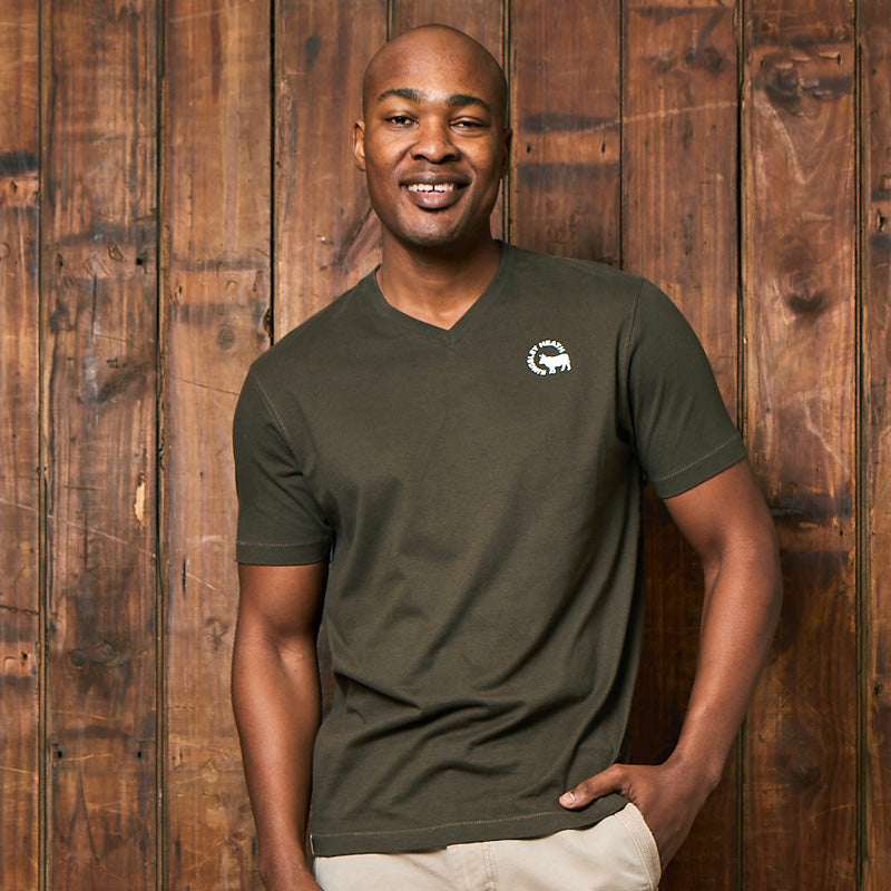 High-Square Crescent Logo V-Neck Tee Fatigue