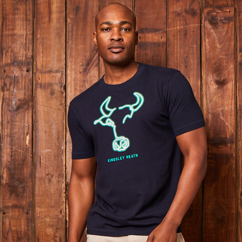 Abstract Neon Skull Crew Tee Midnight