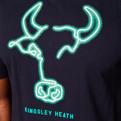 Abstract Neon Skull Crew Tee Midnight