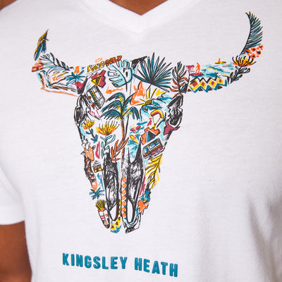 Doodle Elements Skull V-Neck Tee Pelican
