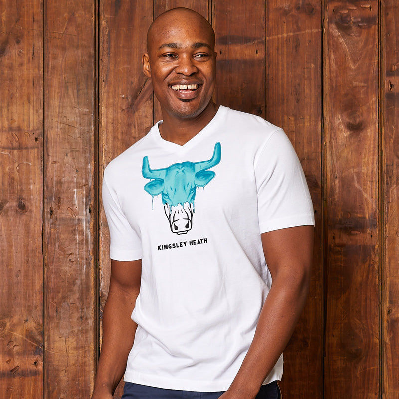 Dipped Skull V-Neck Tee Pelican