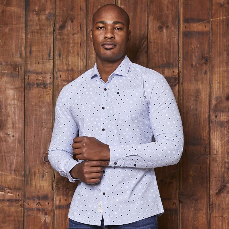 Kingsley Heath Africa In Bloom Slim Fit Shirt Sky