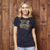 Feline Luxe Embroidered Crew Tee Midnight