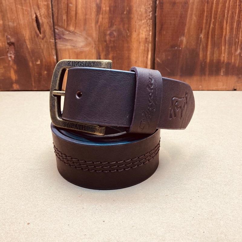 Kingsley Heath Tri Stitch Nguni Belt Buffalo/Brass