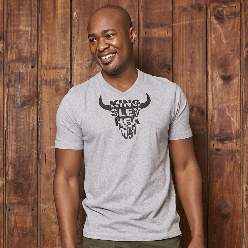 Layered Kingsley Skull V-Neck Tee Vervet