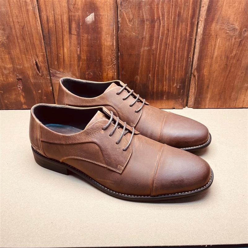 Kingsley Heath Two Part Toe Cap Shoe Tan/Choc