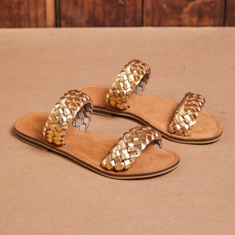 Kingsley Heath Braided Sandal Gold/Brass/Tan
