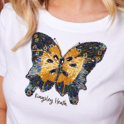 Kingsley Heath Luxe Butterfly Crew Tee Pelican