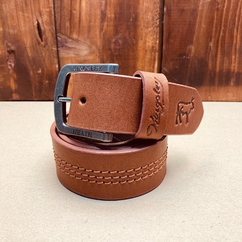 Kingsley Heath Tri Stitch Nguni Belt Tan/Nickel